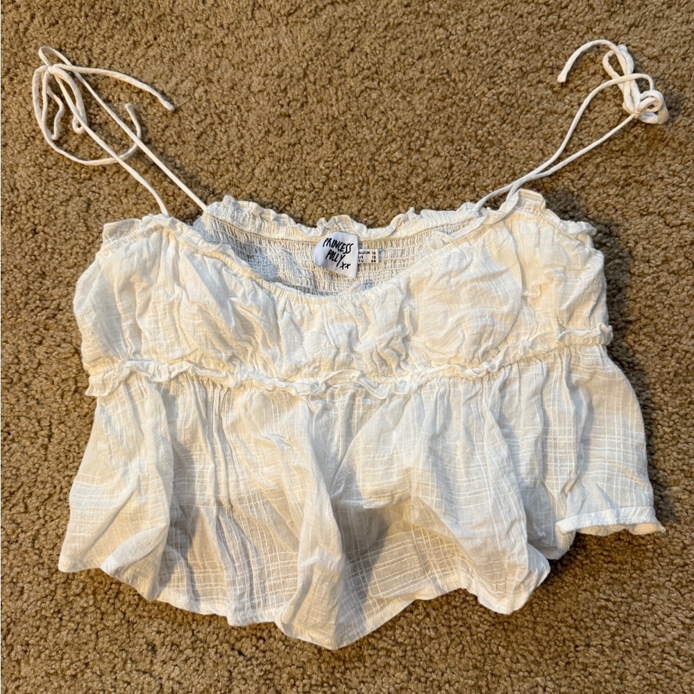 Princess Polly White Ruffled Blouse